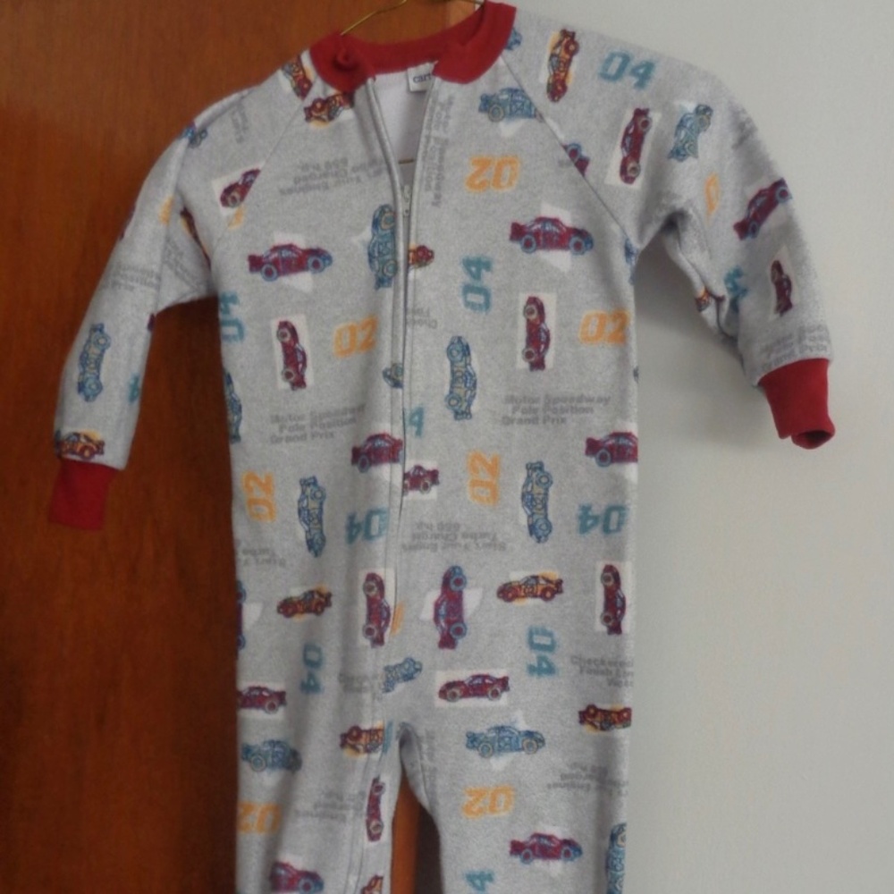 Vintage Boy Car Blanket Sleeper Size 4 / 5 covered Feet cars gray